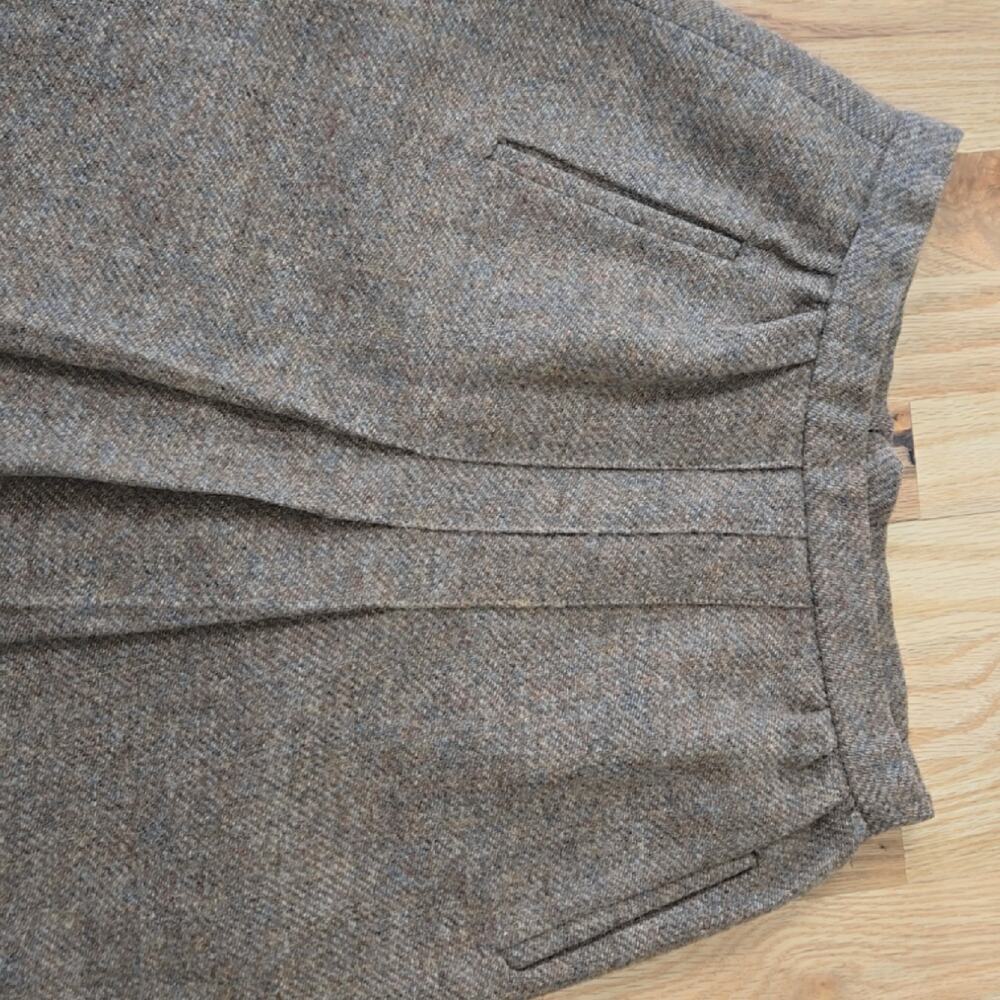 Vintage Hunters Run Brown wool tweed or herringbone skirt, size S/4 - Picture 3 of 8